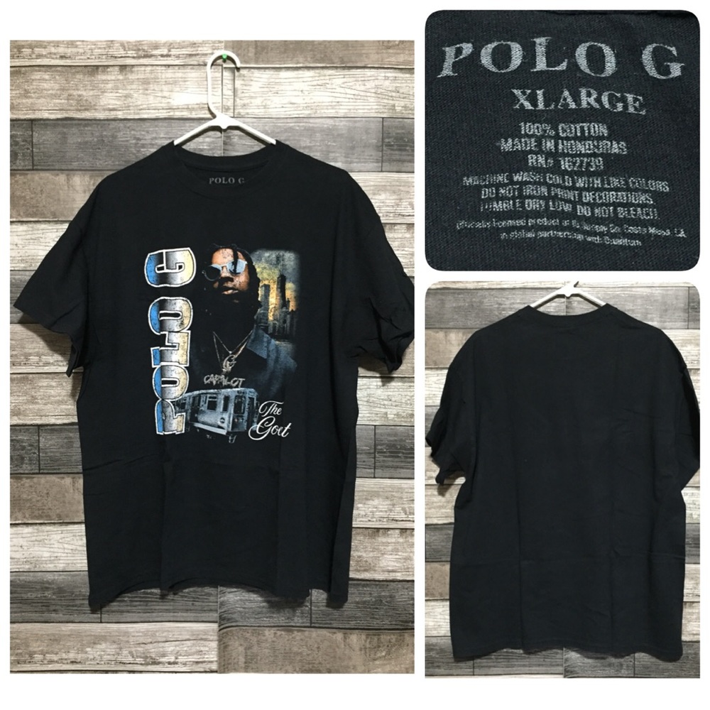 Polo G The Goat T Shirt Men’s XL Rap Black Album Tee Full Art Graphic (Read)